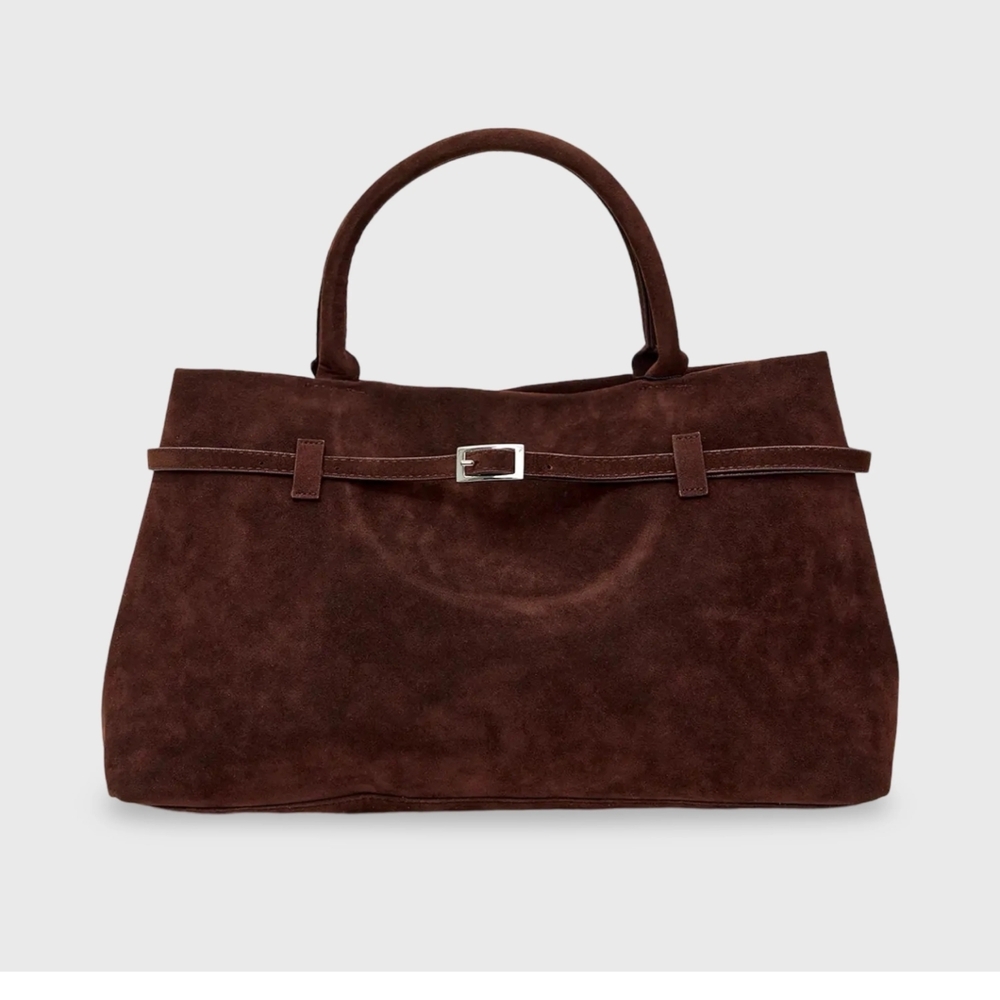 Elegant Brown Suede Handbag
